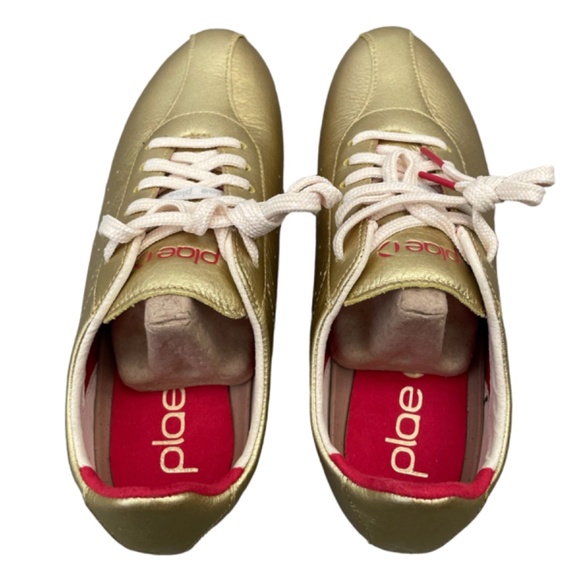 Plae Sun Gold Metallic Leather Sneakers Size Womens 6.5 - Picture 4 of 10